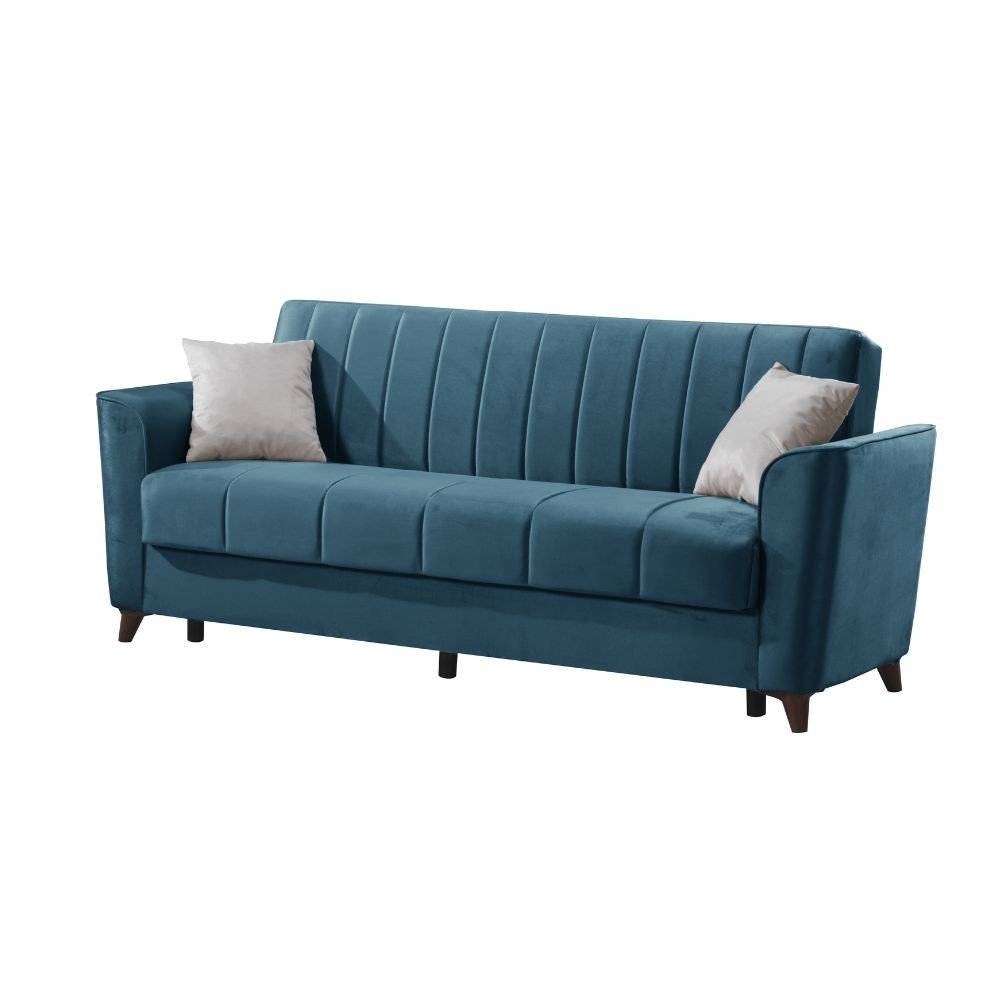 Divano letto Duca con contenitore in velluto Setra blu