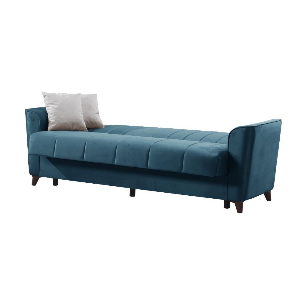 Divano letto Duca con contenitore in velluto Setra blu