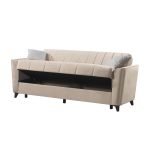 Divano letto Duca con contenitore in velluto Setra crema