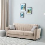 Divano letto Duca con contenitore in velluto Setra crema