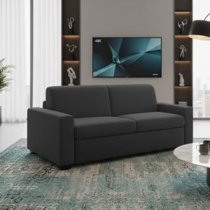 Divano letto Flash 3 posti con rete elettrosaldata in Barrel 97 carbone