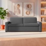 Divano letto Flash 3 posti con rete elettrosaldata in tessuto Queens ash