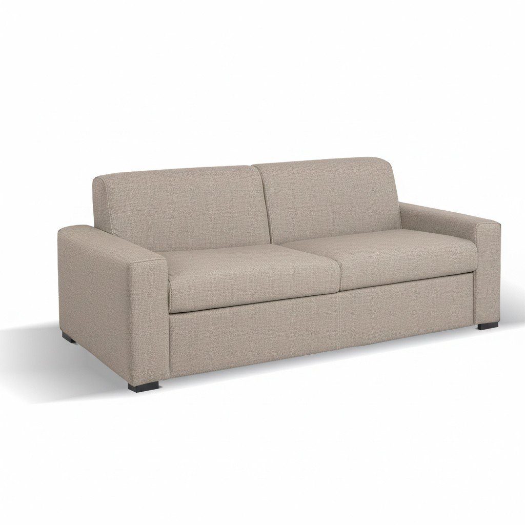 Divano letto Flash 3 posti con rete elettrosaldata in tessuto Queens beige