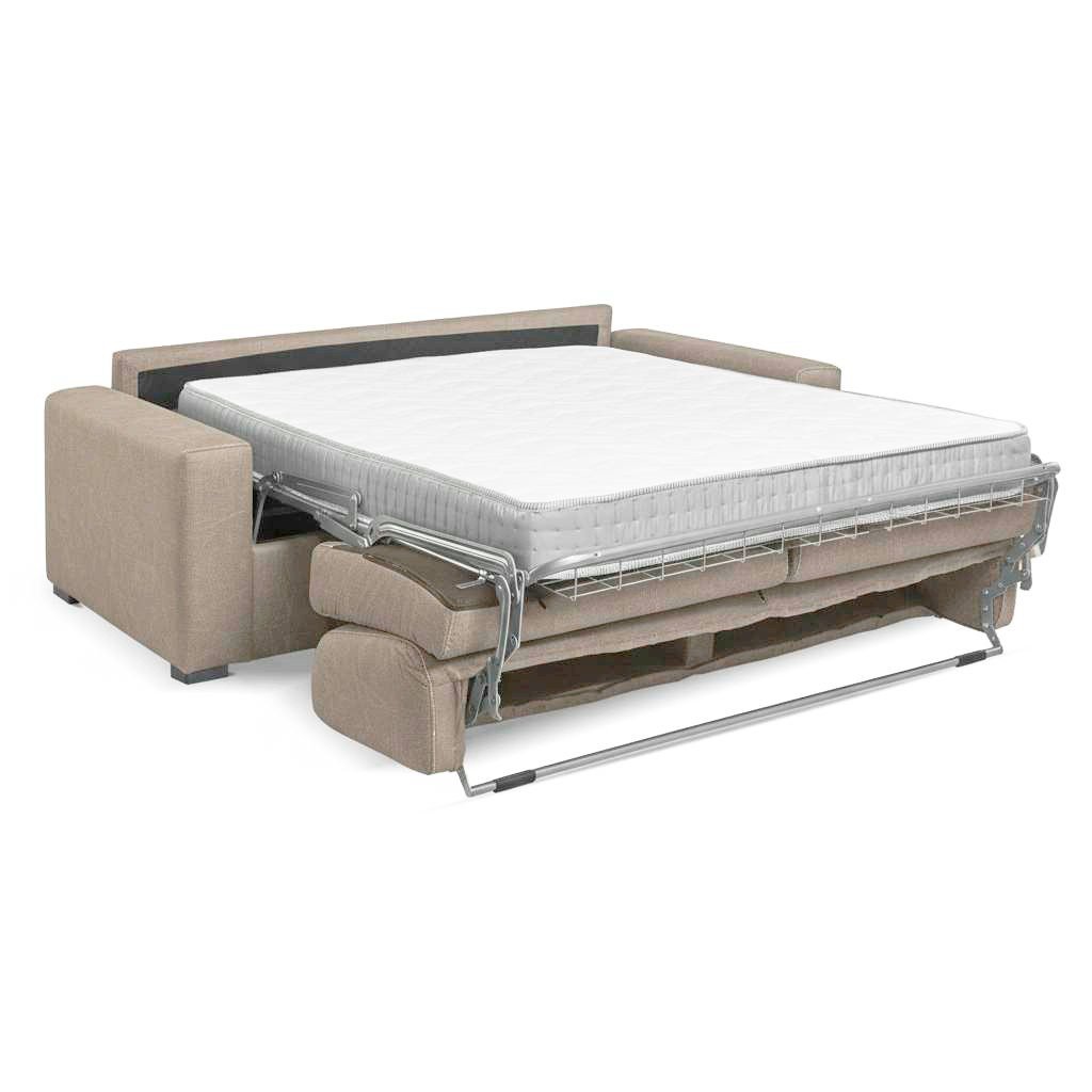 Divano letto Flash 3 posti con rete elettrosaldata in tessuto Queens beige