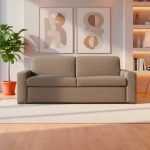 Divano letto Flash 3 posti con rete elettrosaldata in tessuto Queens taupe