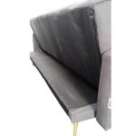 Divano letto Issyk in tessuto grigio con piedi metallo dorati