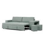 Divano letto Karponga 3 posti con 2 pouff in tessuto G0830 verde