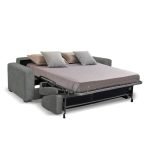 Divano letto Kriog 3 posti con rete elettrosaldata in tessuto Barrel 83 grigio