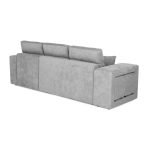 Divano letto Lilo con penisola e 2 pouf reversibile in tessuto Vardo G1310 grigio chiaro