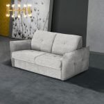 Divano letto Marea 3 posti con rete elettrosaldata materasso 20 cm. in tessuto Aragon 80 grigio chiaro