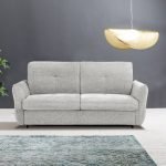 Divano letto Marea 3 posti con rete elettrosaldata materasso 20 cm. in tessuto Aragon 80 grigio chiaro