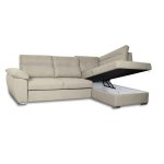 Divano letto angolare Kendall III con penisola contenitore destro in tessuto Barrel 04 beige