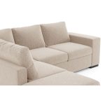 Divano letto angolare reversibile Jozzis con vano contenitore e pouf in tessuto Dubai G0741 sabbia