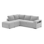 Divano letto angolare reversibile Jozzis con vano contenitore e pouf in tessuto Zenith C1756 grigio