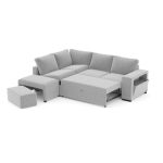 Divano letto angolare reversibile Jozzis con vano contenitore e pouf in tessuto Zenith C1756 grigio