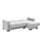 Divano letto con penisola Fermina Lounge con doppio contenitore in Crown 17 grigio chiaro