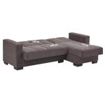 Divano letto con penisola Fermina Lounge con doppio contenitore in Crown 17 grigio chiaro
