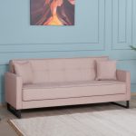 Divano letto contenitore Legen 3 posti in vellutino rosa antico 12-450