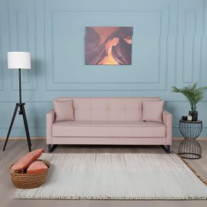 Divano letto contenitore Legen 3 posti in vellutino rosa antico 12-450