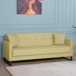 Divano letto contenitore Legen 3 posti in vellutino senape 02-450