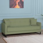 Divano letto contenitore Legen 3 posti in vellutino verde oliva 18-450