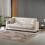 Divano letto contenitore Moon 3 posti in tessuto Internobase 09 cream