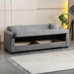 Divano letto contenitore Moon 3 posti in tessuto Internobase 11 grigio