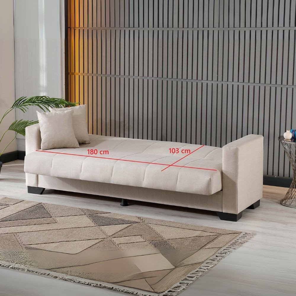 Divano letto contenitore Moon 3 posti in tessuto Internobase 11 grigio