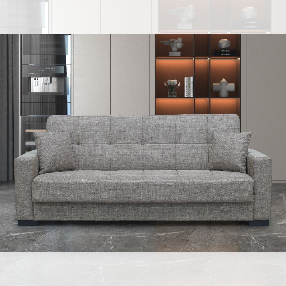 Divano letto contenitore New Malpensa 3 posti colore cappuccino Mina 04