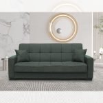 Divano letto contenitore New Malpensa 3 posti colore oliva Mina 19