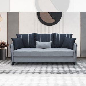 Divano letto contenitore Panama 3 posti colore grigio chiaro 51-002 e cuscini grigio scuro