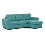 Divano letto corner reversibile Aston con contenitore in tessuto C1702 turchese