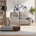 Divano recliner 2 posti Velveta elettrico in tessuto L008 grigio