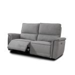 Divano recliner 2 posti Velveta elettrico in tessuto L008 grigio