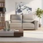 Divano recliner 3 posti Velveta elettrico in tessuto L008 grigio