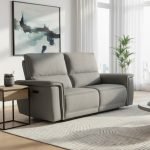 Divano recliner 3 posti Velveta elettrico in tessuto L008 grigio