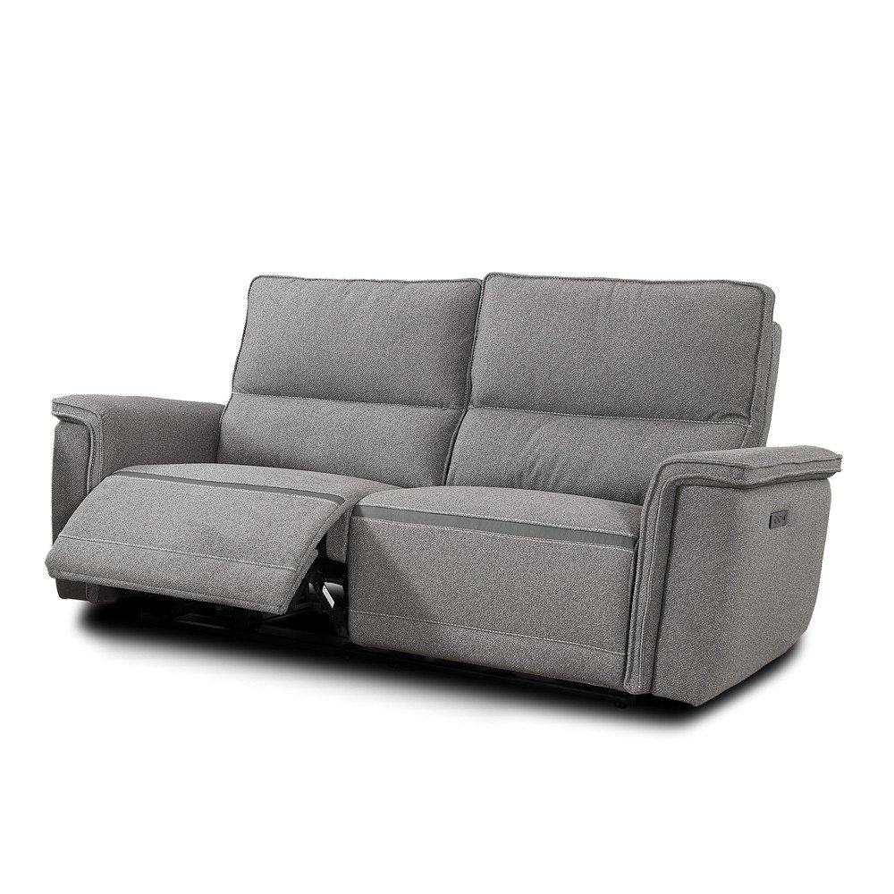 Divano recliner 3 posti Velveta elettrico in tessuto L008 grigio