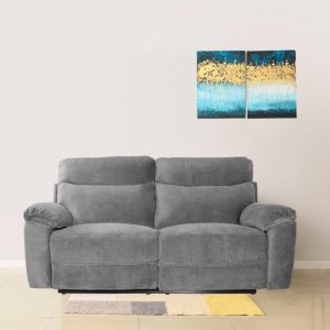 Divano recliner Boston 3 posti elettrico in tessuto giulia 9713 grigio