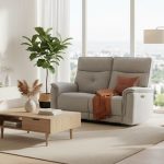 Divano recliner Elysio 2 posti elettrico in tessuto G268 grigio