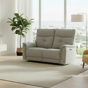 Divano recliner Elysio 2 posti elettrico in tessuto G268 grigio