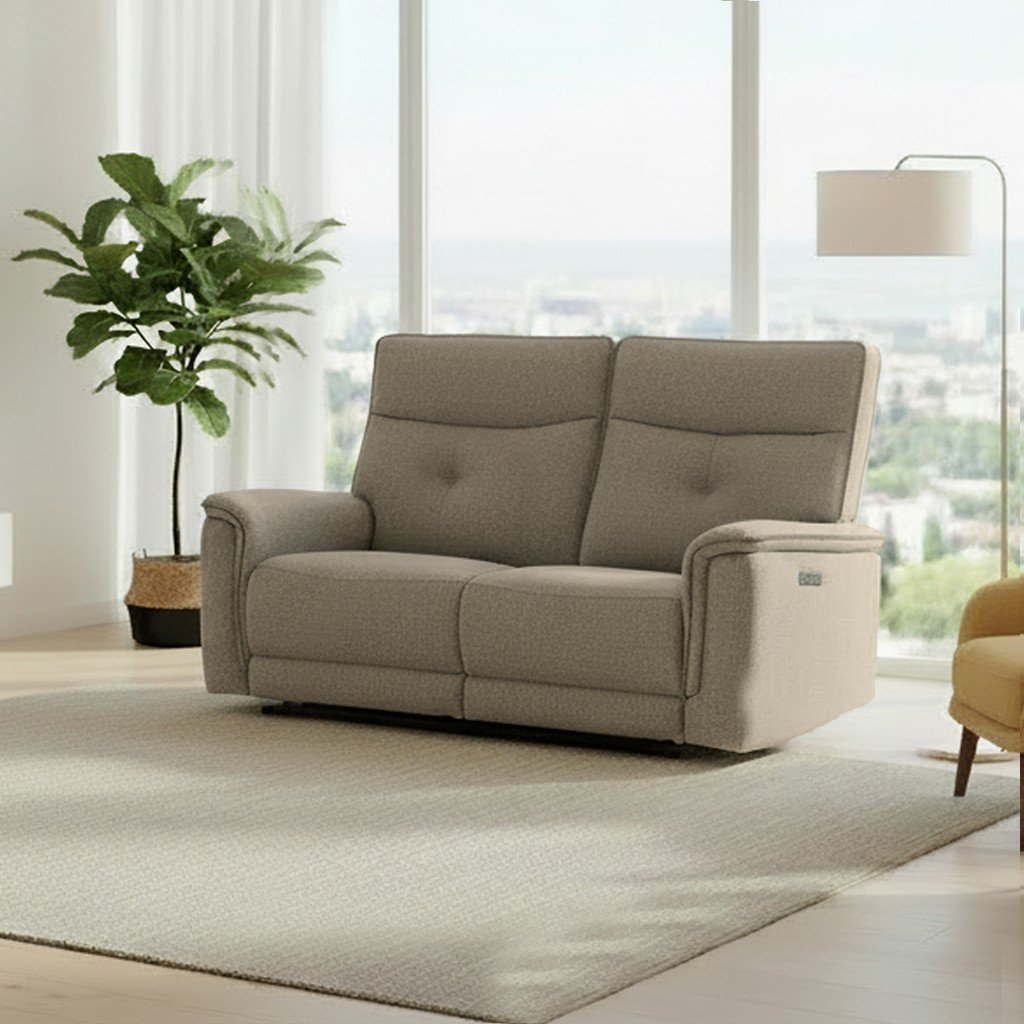Divano recliner Elysio 3 posti elettrico in tessuto G093 sabbia