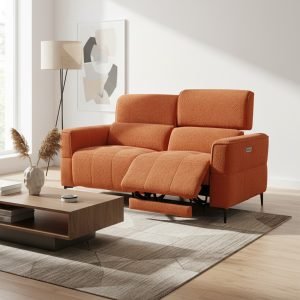 Divano recliner Luxora 2 posti elettrico in tessuto E006 aragosta