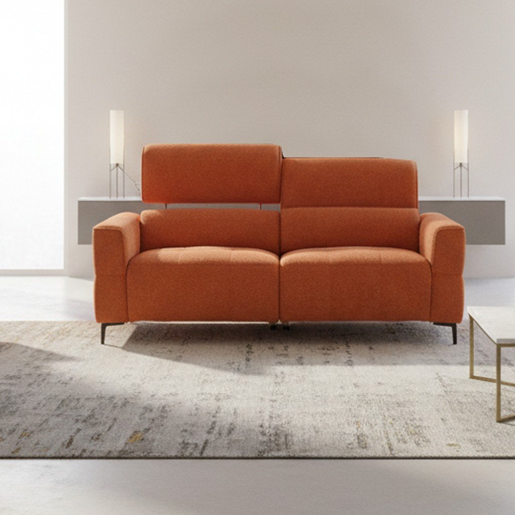 Divano recliner Luxora 3 posti elettrico in tessuto E006 aragosta