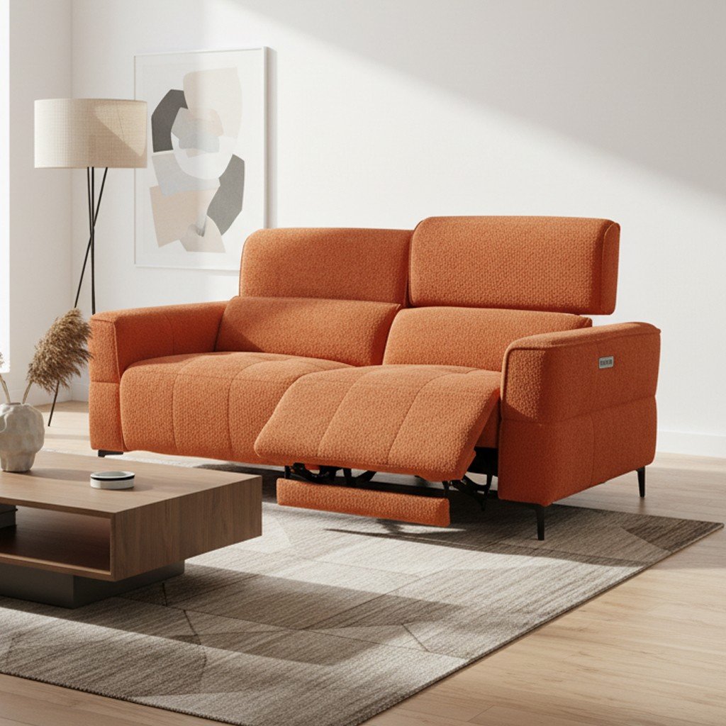 Divano recliner Luxora 3 posti elettrico in tessuto E006 aragosta