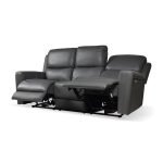 Divano recliner elettrici Claus 3 posti in vera pelle colore grigio scuro