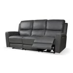 Divano recliner elettrici Claus 3 posti in vera pelle colore grigio scuro