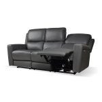 Divano recliner elettrici Claus 3 posti in vera pelle colore grigio scuro