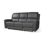 Divano recliner elettrici Claus 3 posti in vera pelle colore grigio scuro