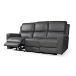 Divano recliner elettrici Claus 3 posti in vera pelle colore grigio scuro