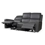 Divano recliner elettrici Claus 3 posti in vera pelle colore grigio scuro